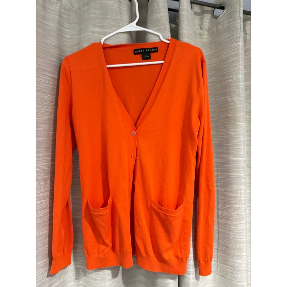 Ralph Lauren orange cardigan size large